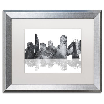 Watson 'Cincinatti Ohio Skyline BG-1' Art, Silver Frame, 16"x20", White Matte