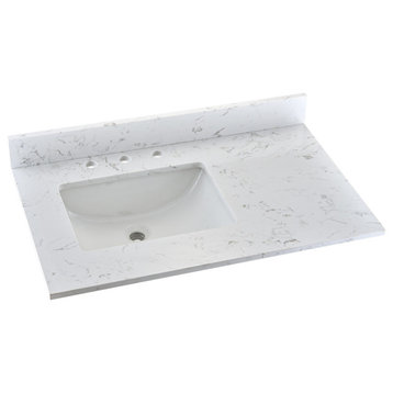 36" Engineered Composite Vanity Top with White Rectangular Single Sink