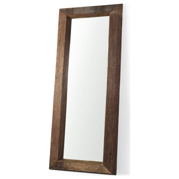 Gerome 31.0L x 5.0W x 86.0H Brown Wooden Floor Mirror