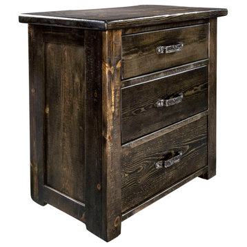 Big Sky Collection Rugged Sawn 3 Drawer Chest of Drawers, Jacobean Stain