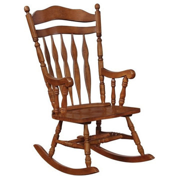Bowery Hill Windsor Traditional Wooden Rocker in Medium Brown
