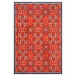 Bareens Designer Rugs - Bohemien Ziegler Roland Rust Blue Hand-Knotted Wool Rug - 8'1'' x 9'11'' - Enhance the ambiance of your home with this magnificent Persian-influenced Turkish hand-knotted rug made by skilled artisans capable of creating the most exceptional vegetable dyes and hand-spun wool. This exquisite handmade rug is a one-of-a-kind Peshawar Kafkaz, otherwise identified as Chobi, Chobi Peshawar, Oushak, or Ziegler rug. These handmade rugs are crafted in Pakistan utilizing superior-quality wool imported from Australia, New Zealand, and Korea in two types of weaves: the Persian weave and the Mori weave. This rug is meticulously crafted by hand using the finest natural vegetable dyes extracted from local plants. The artisans use a blend of hand-spun local and fine merino wool, resulting in a rug with a compelling texture, higher lanolin content, and longer staple. The artisans occasionally incorporate natural or artificial silk into the pile to enhance specific motifs. The finished product is an awe-inspiring execution of flawless design and an understated palette that exudes elegance.