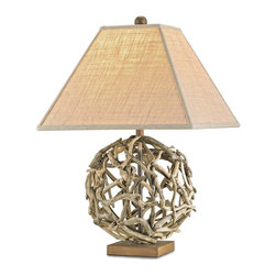 Currey & Company Driftwood Sphere Table Lamp - Table Lamps