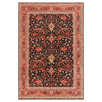 Bareens Designer Rugs - Bohemien Ziegler Mireille Black Blue Hand-Knotted Wool Rug - 9'11'' x 13'8'' - Enhance the ambiance of your home with this magnificent Persian-influenced Turkish hand-knotted rug made by skilled artisans capable of creating the most exceptional vegetable dyes and hand-spun wool. This exquisite handmade rug is a one-of-a-kind Peshawar Kafkaz, otherwise identified as Chobi, Chobi Peshawar, Oushak, or Ziegler rug. These handmade rugs are crafted in Pakistan utilizing superior-quality wool imported from Australia, New Zealand, and Korea in two types of weaves: the Persian weave and the Mori weave. This rug is meticulously crafted by hand using the finest natural vegetable dyes extracted from local plants. The artisans use a blend of hand-spun local and fine merino wool, resulting in a rug with a compelling texture, higher lanolin content, and longer staple. The artisans occasionally incorporate natural or artificial silk into the pile to enhance specific motifs. The finished product is an awe-inspiring execution of flawless design and an understated palette that exudes elegance.