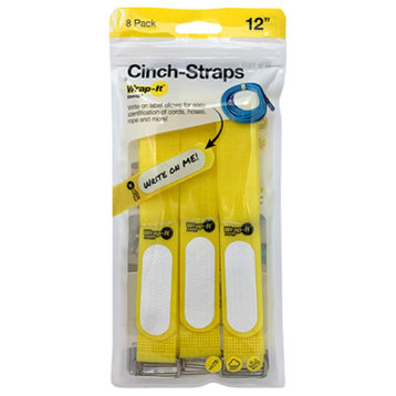Wrap-It 208-12YE Cinch Strap Storage Straps, Yellow, 12 Inch