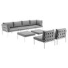 Modway Harmony 8-Piece Outdoor Patio Aluminum Sectional Sofa Set in White/Gray