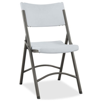 Lorell Heavy-Duty Tubular Folding Chairs, Polyethylene Platinum Seat, Set of 4