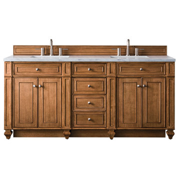Bristol 72" Double Vanity, Saddle Brown, Arctic Fall Solid Surface