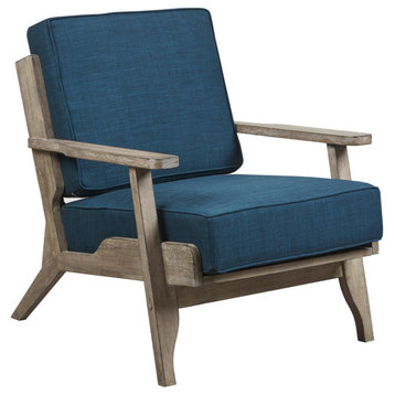 INK+IVY Malibu Reclaimed Wood Farmhouse Accent Chair, Navy Blue