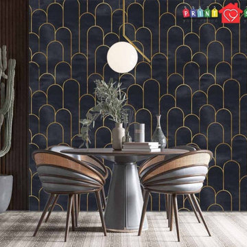 Black Gold Geometric Art Deco Wallpaper