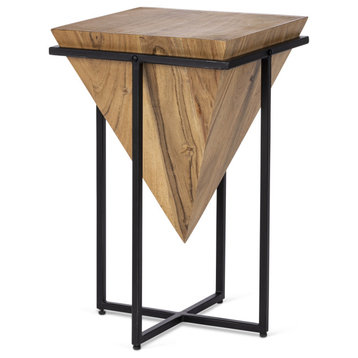 22.5" Mango Wood Side Table With Metal Frame