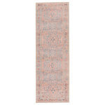 Jaipur Living - Machine Washable Jaipur Living Pippa Medallion Pink/Light Blue Area Rug, 2'6"x7' - The Kindred collection melds the timelessness of vintage designs with modern, livable style. The Pippa area rug boasts a whimsical medallion with floral accents and contemporary pink, sky blue, and gray colorway. This low-pile rug is made of soft polyester and features a one-of-a-kind antique rug digitally printed design.
