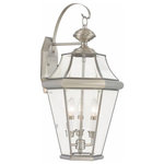Livex Lighting - Livex LightGeorgetown, 3 Light Outdoor Wall Lantern, Brushed Nickel/Satin Nickel - The Georgetown looks to add regal elegance to yourGeorgetown 3 Light O Brushed Nickel Clear *UL: Suitable for wet locations Energy Star Qualified: n/a ADA Certified: n/a  *Number of Lights: 3-*Wattage:60w Candelabra Base bulb(s) *Bulb Included:No *Bulb Type:Candelabra Base *Finish Type:Brushed Nickel