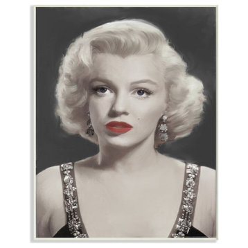 Stupell Industries Marilyn Portrait Black And White Vintage Movie Star, 10 x 15