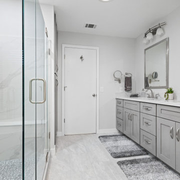 Master bathroom with a standalone tub