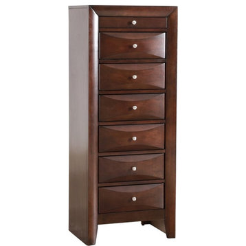 Maklaine Contemporary Engineered Wood 7 Drawer Lingerie Chest in Cappuccino