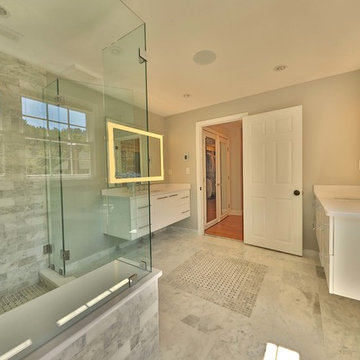 Modern Carrara Marble Bathroom Remodel, Andover, MA