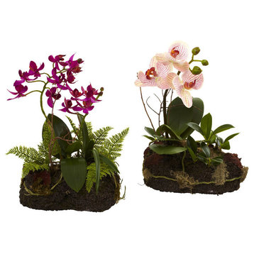 Orchid Island, Set of 2, Pink and Green