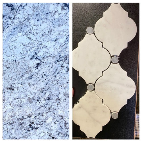 Backsplash with white ice granite