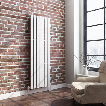 1600x532mm Gloss White Single Flat Panel Vertical Radiator - Thera Premium