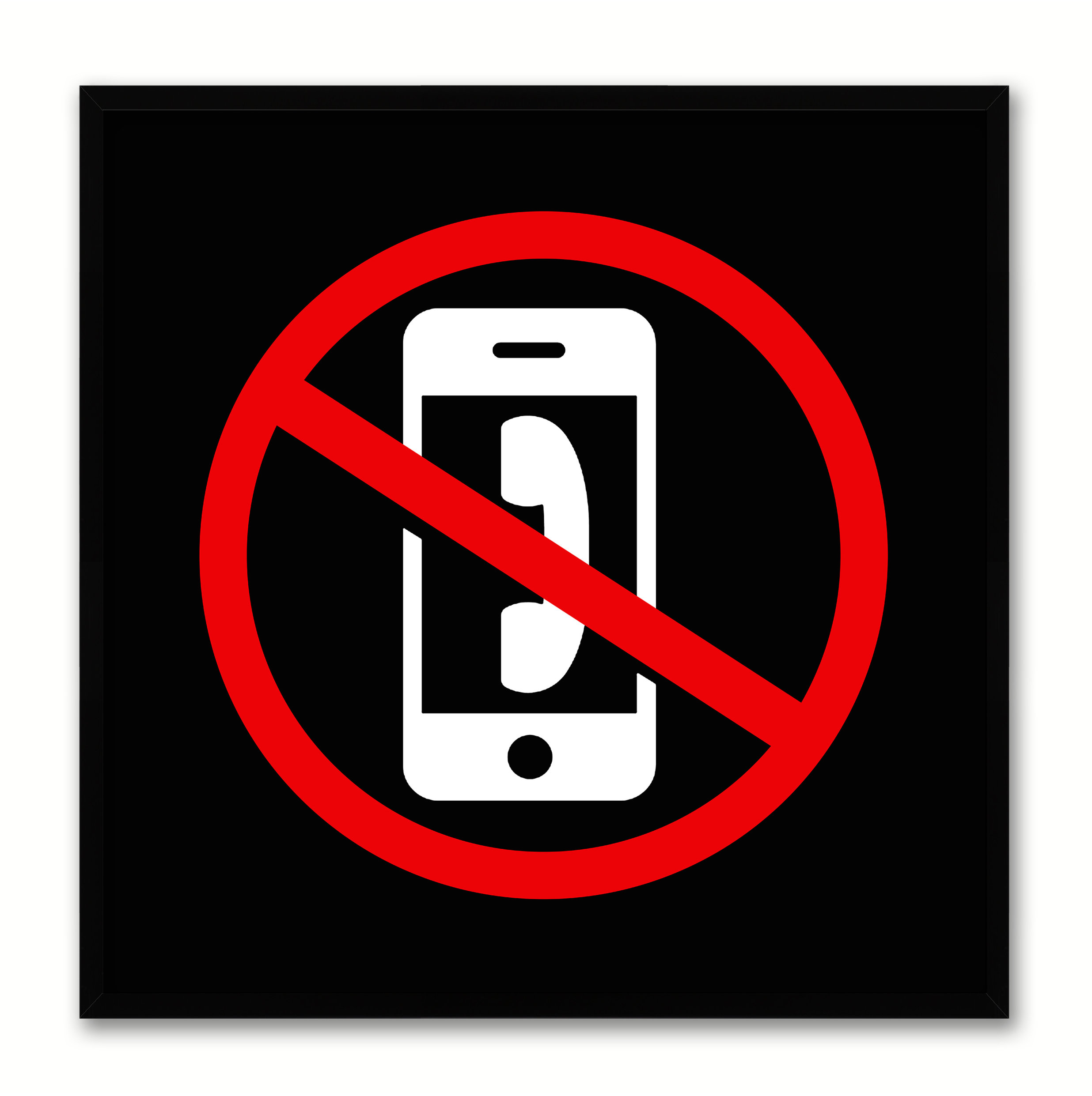  no phone sign black print on canvas with picture frame 30 x30