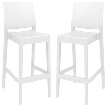 Home Square Resin 25.6" Counter Stool in White - Set of 2