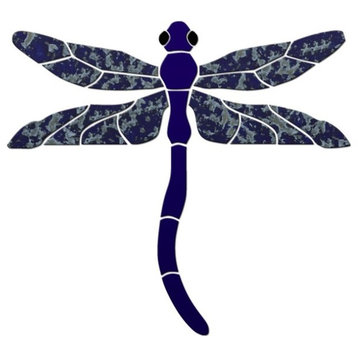 Dragonfly Ceramic Pool Mosaic - Dark Blue - 8"x7" 8"x7", Dark Blue