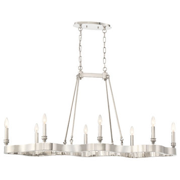 Leyton Flowing 8-Light Candle Oval Chandelier, Nickel