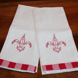 Crawfish Fleur de Lis Vintage Kitchen Towel - Tablecloths