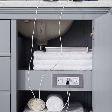 Convenient USB and Electrical Outlet in Vanity Cabinet