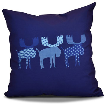 Decorative Holiday Outdoor Pillow, Animal Print, Blue, 18"x18"