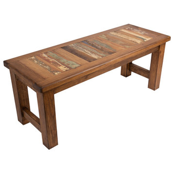Rustic Reclaimed Wood Bench-Natural Wood Tone, 60"