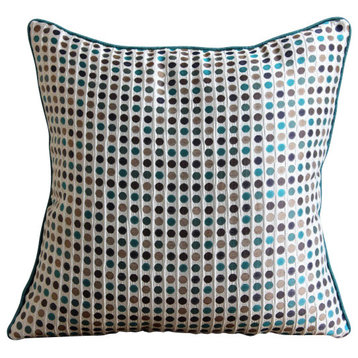 Multi Jacquard Weave 16"x16" Dotted Retro Pillows Cover, Retro Dots