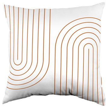 Geometric Mid Century Modern Rainbows Double Sided Pillow, 16"x16"