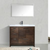 Mod 42" Modern Bathroom Vanity, Rosewood, Left Drawer