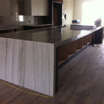 Massive 3 Slab Island with Miters and Double Waterfalls