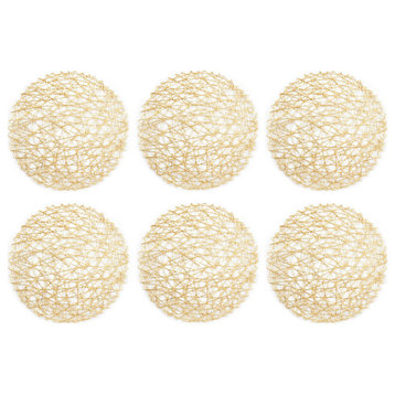 DII Gold Woven Paper Round Placemat, Set of 6
