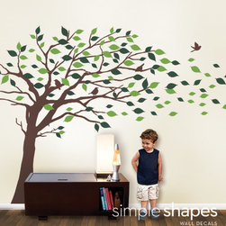 Elegant Style Blowing Leaves Tree Decal for Baby Nursery or Home - Wall Decals