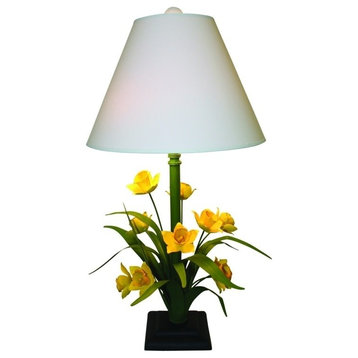 Cottage Floral Daffodil Table Lamp, Yellow Flower Botanical Bouquet