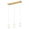 L20'' Gold Frame Island Light With White Glass Hanging Pendants