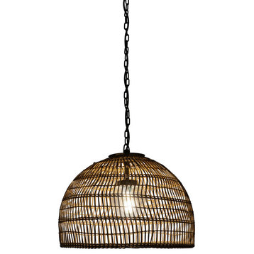 Luhu Open Weave All Weather Cane Rib Outdoor Pendant Lamp, Large