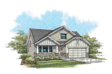 Craftsman two-story stucco house exterior idea in Salt Lake City