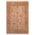 Bareens Designer Rugs - Pak Persian Odelia Beige/Green Wool Rug 8'0'' x 10'0'' - Designed with mesmerizing intricacy and gorgeous color palette, this hand-knotted masterpiece demonstrates the beauty and electrifying thrill of Pak Persian art. These meticulously hand-knotted Pak-Persian rug is made with pure wool and features breathtaking traditional, transitional, and tribal designs in bold luxurious color pallets. Known for their intricate designs these rugs are a reproduction of Persian rugs, made in Pakistan with unique Mughal designs. Made by master weavers using the same Persian texture, design and dying technique, we wanted to produce the most significant manifestation of Persian art, life, and culture. This rug is most famous for its exceptional quality, incredible designs, patterns, and vibrant rich color. Pak-Persian rugs made with Persian weave with high knot counts, which enables the high intricacy and detail found in the patterns are also referred to as "State of art", each color adds a rich beautiful detail in the artwork of this rug. The design, color, and beautiful chromatic composition with a vibrant sheen with intricate designs, exude beauty, elegance, and quality make this rug a masterpiece of its own.