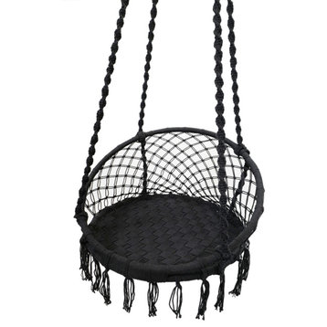 Black Macrame Rope Swing Chair