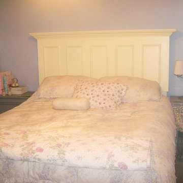 5 panel king size door headboard - antique white