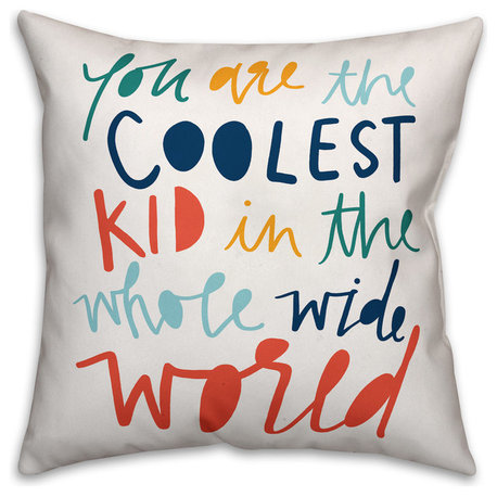 Coolest Kid Rainbow Text 16x16 Spun Poly Pillow