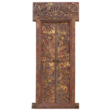 Antique Red and Gilt Thai Carved Doors