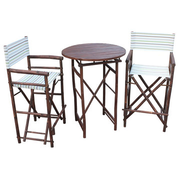 Director High Round 3-Piece Table Set, Pale Stripes