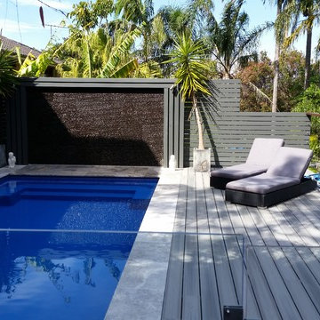 Pool, deck, water feature and balustrade