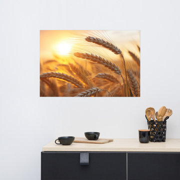 Farmhouse Wall Hangings: Amber Waves Minimal Botanical Rustic Subdued Wheat Crop